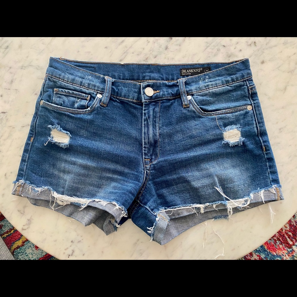 Blank NYC The Fulton Roll Up Distressed Shorts